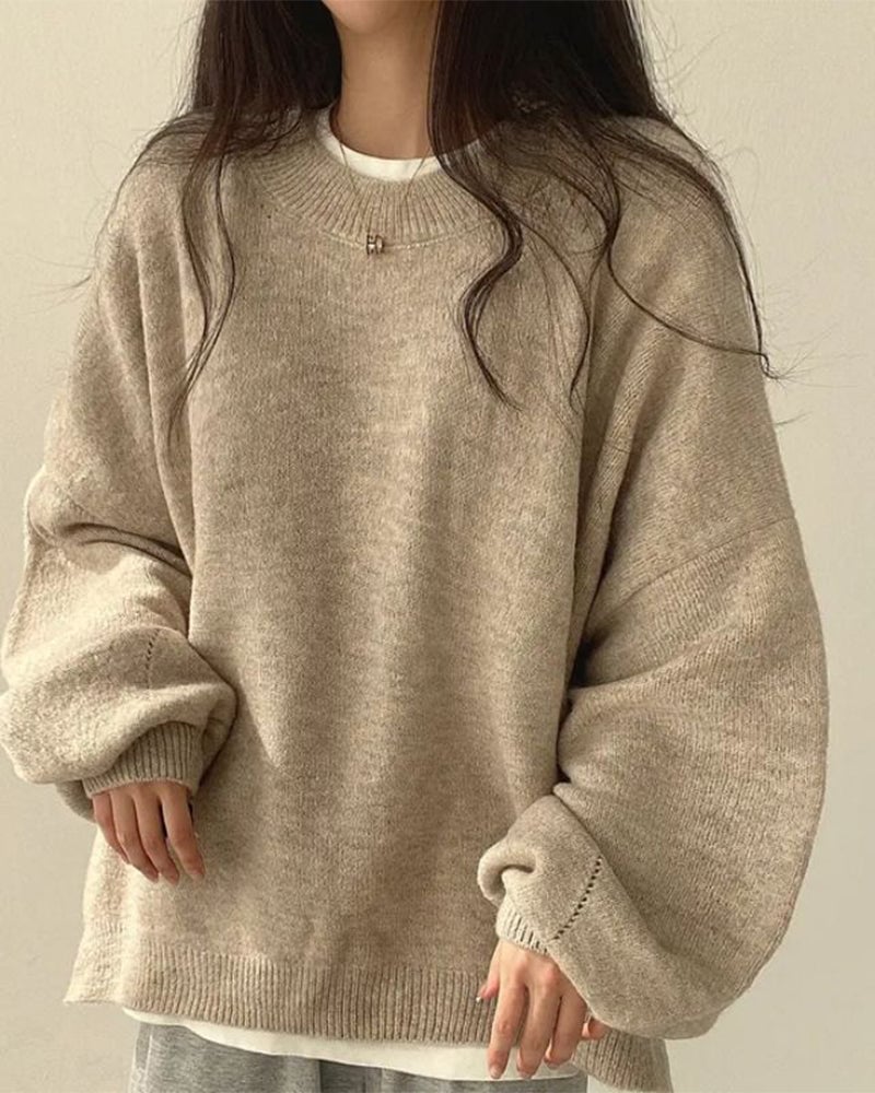 Crew Neck Side Slit Pullover
