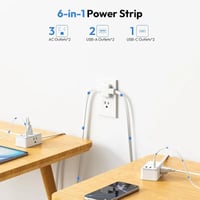 Aless™ 6-in-1 Twin Extension Cord Power Strip