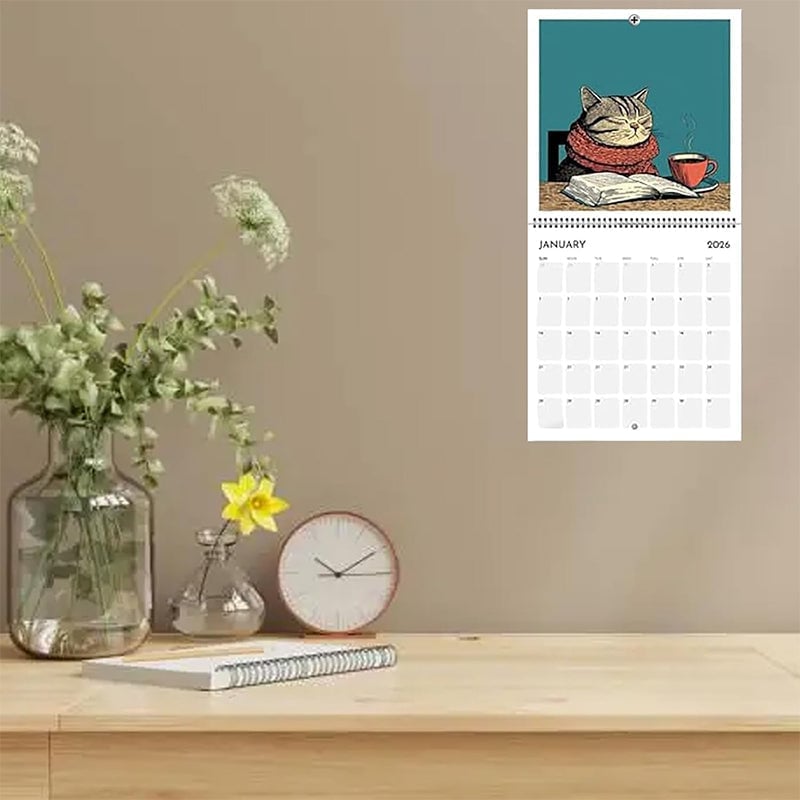 Cats Chillin' with Books 2026 Wall Calendar