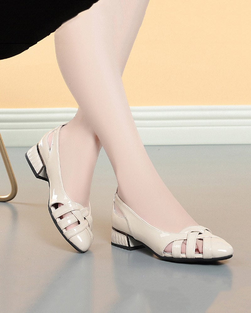 Cutout low heel flats