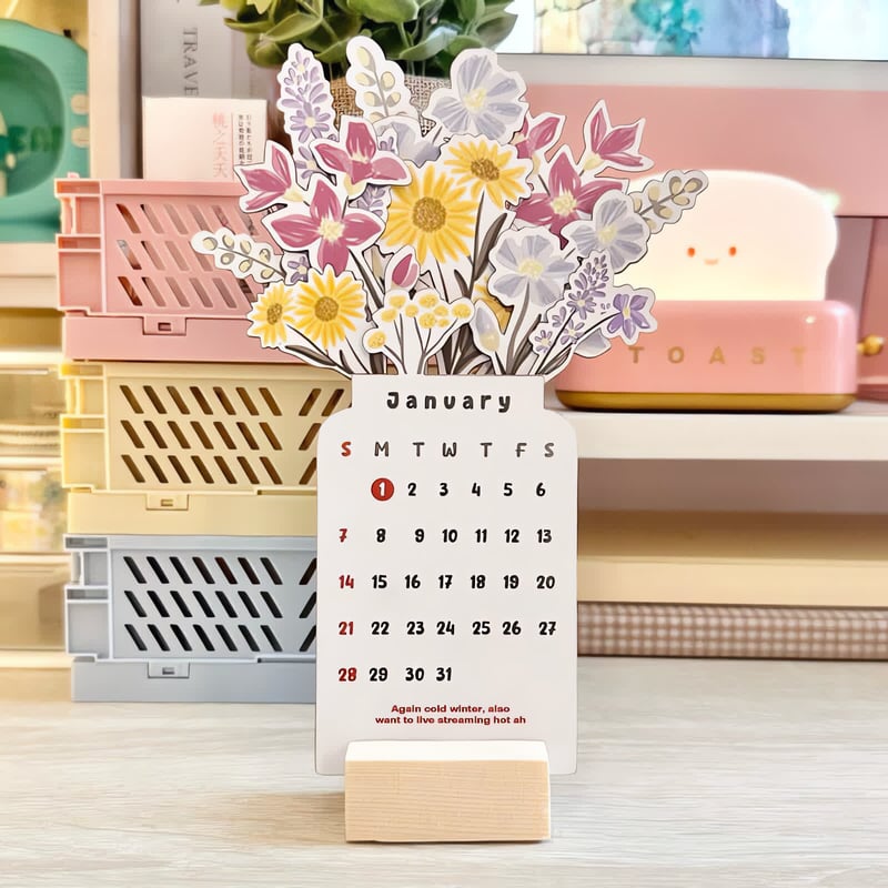 Best Christmas Gift - 2025 Bloomy Flowers Desk Calendar