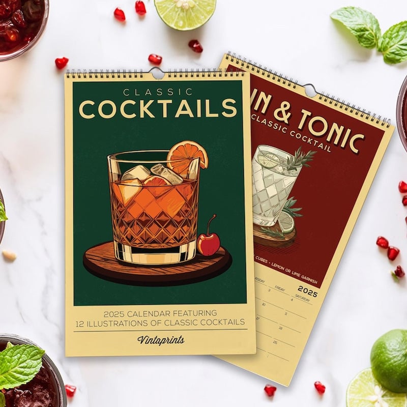 2025 Cocktail Art Wall Calendar