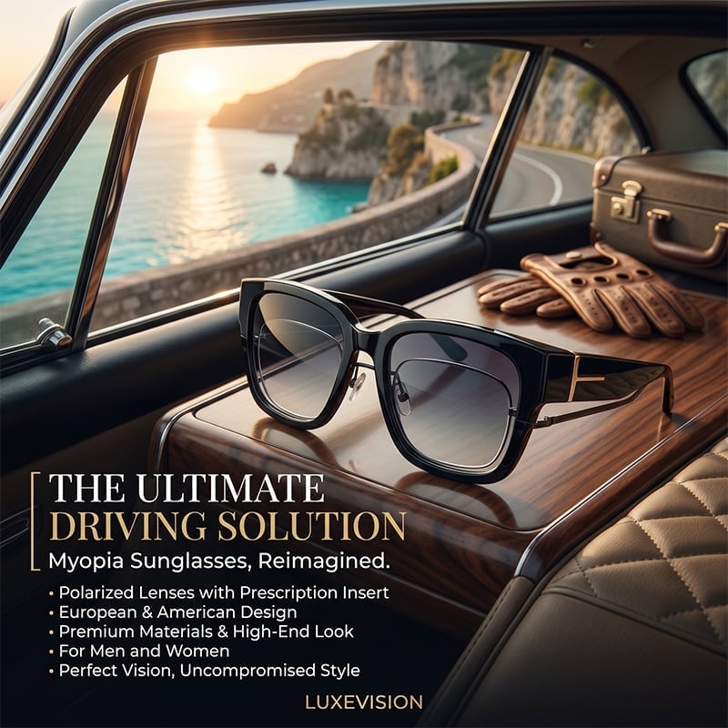 Polarized Square Sunglasses with Wrap-Around Design