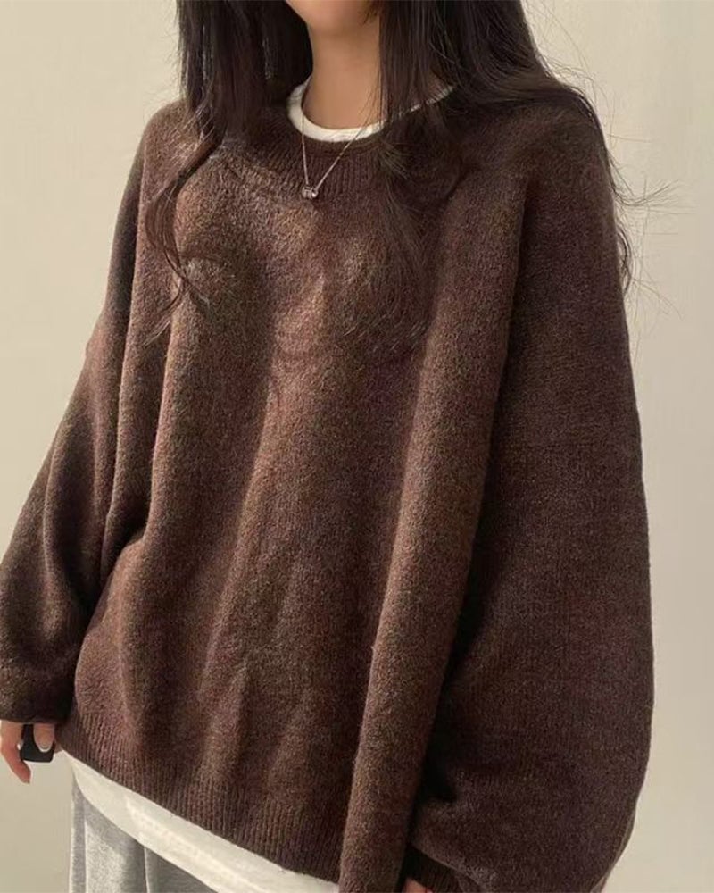Crew Neck Side Slit Pullover