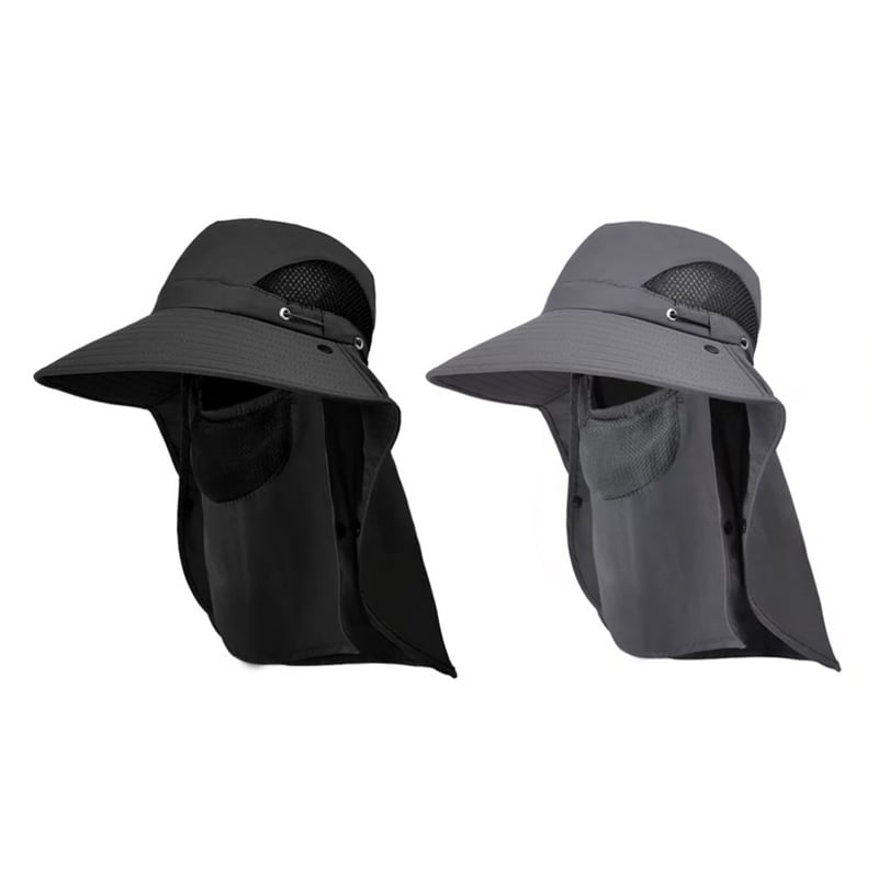 Men's Wide Brim Sun Hat with Removable Face Mask