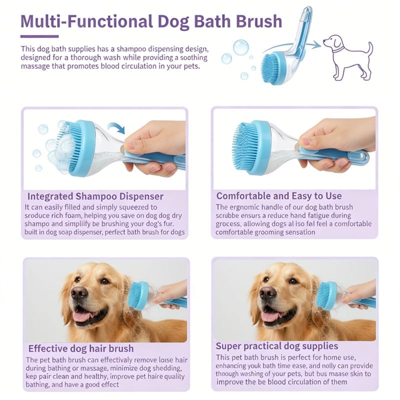 New 2 in 1 Pet Bath and Grooming Brush