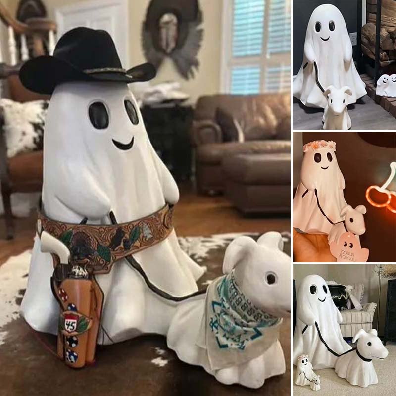 Halloween Ghost Walking Dog Statue👻