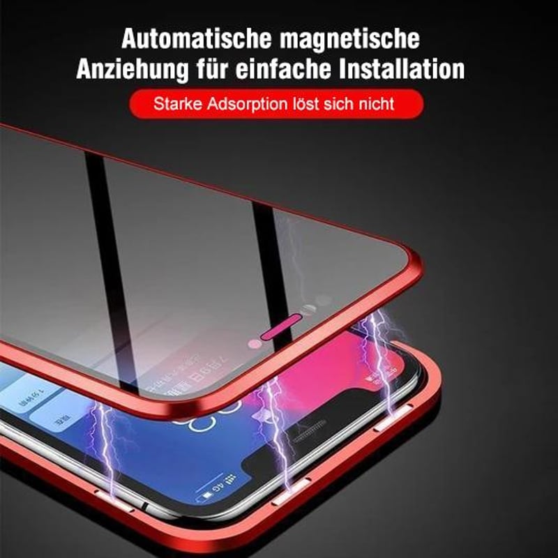 Verbesserte Anti-Peep-Magnet-Telefonhülle aus gehärtetem Glas mit zwei Seiten