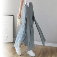Pantaloni in chiffon di seta ghiaccio con gambe larghe