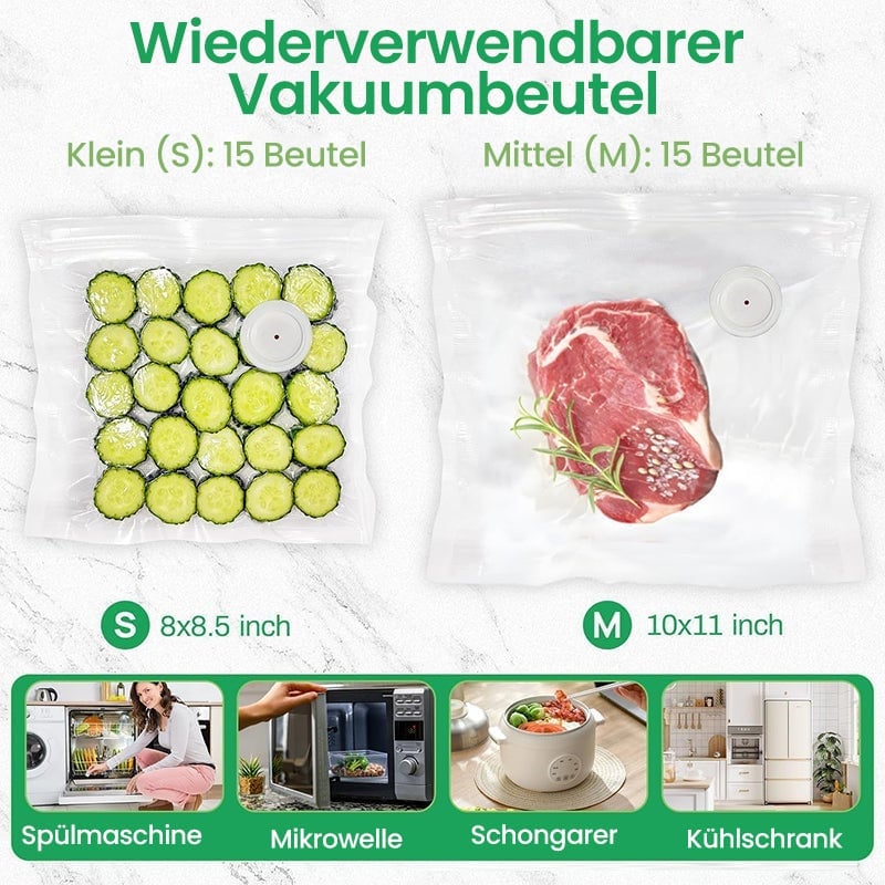 Sakerplus Vakuumierer mit wiederverwendbaren Beuteln