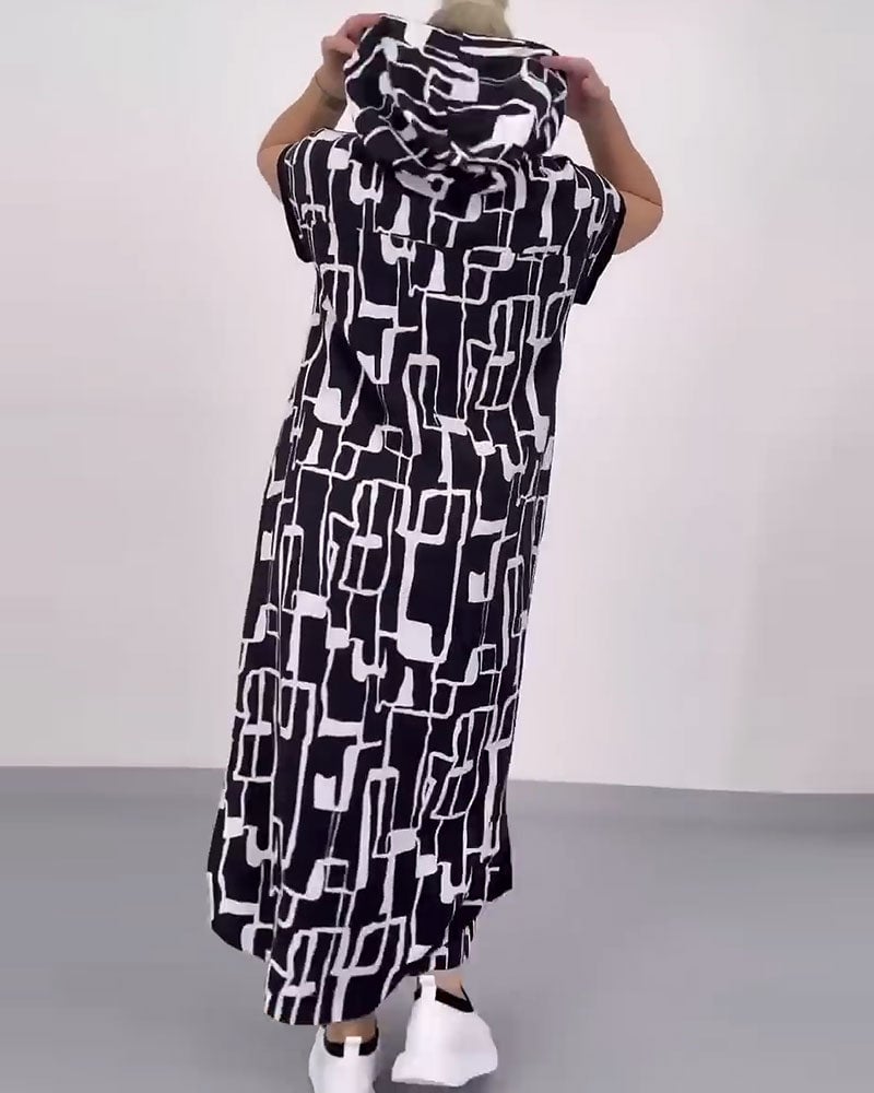 Half-Zip Loose Contrast Dress