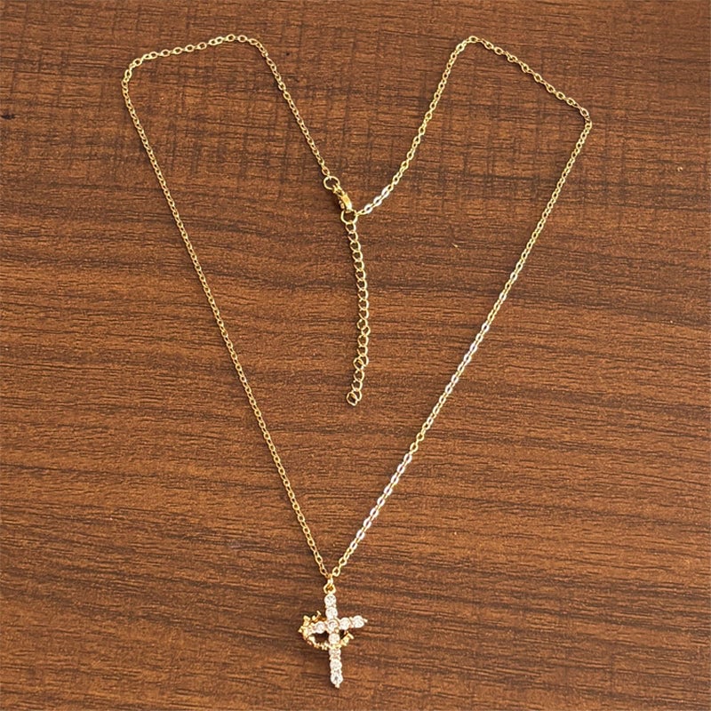 Crown & Cross Pendant Choker Necklace