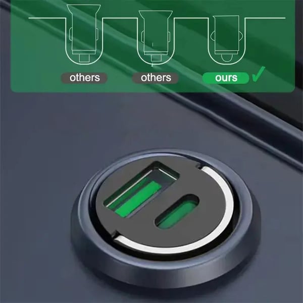 Upgraded Metal Pull-Ring Invisible Fast Car Charger