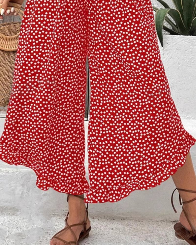 Polka Dot Loose High-Waist Wide-Leg Pants