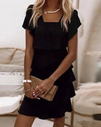 Square Neck Tiered Solid Dress
