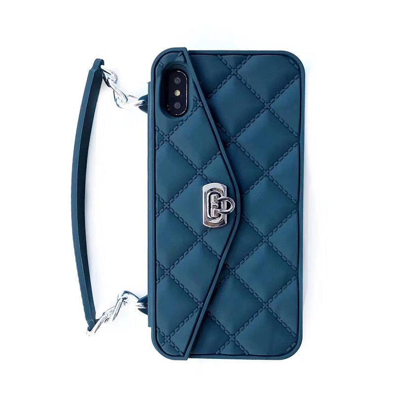 Etui pour téléphone portable avec chaîne en silicone souple