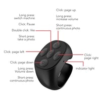 Fingertip trådløs Bluetooth-fjernkontroll