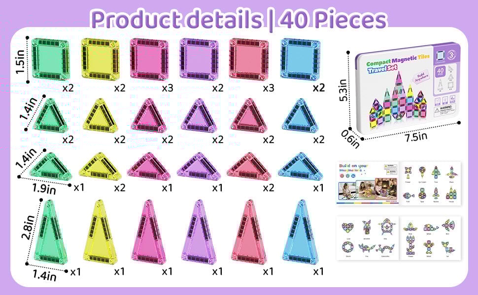 UP-Sakerplus Magnetic Tiles Building Blocks Set