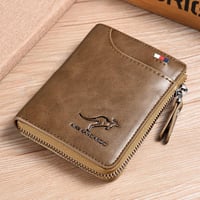 Kangaroo Men’s RFID Blocking Wallet with Zipper Multi Credit Card Holder