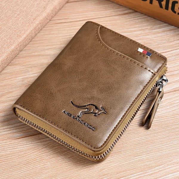 Kangaroo Men’s RFID Blocking Wallet with Zipper Multi Credit Card Holder