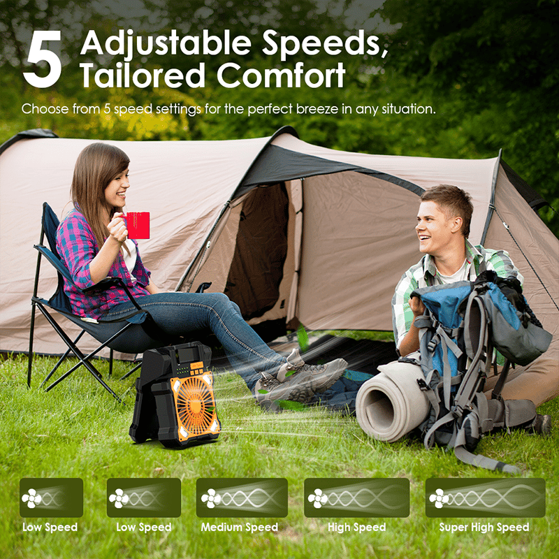 Sakerplus Solar Powered Portable Camping Fan