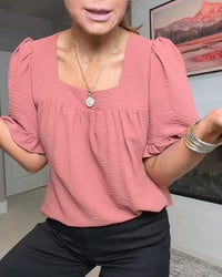 Square Neck Ruffle Sleeve Blouse