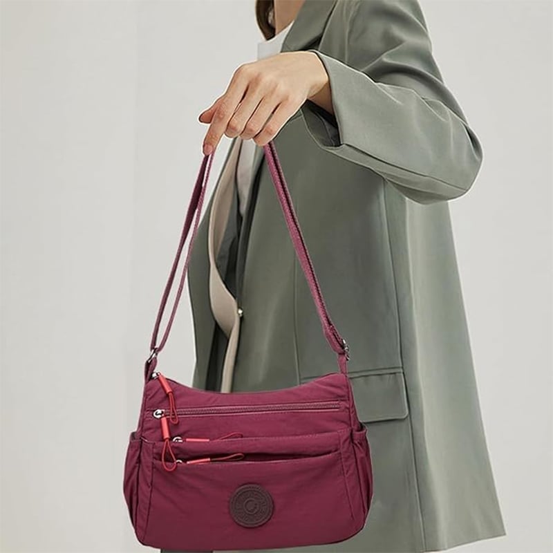 Solid Color Fashionable Multi-pocket Zipper Crossbody Bag