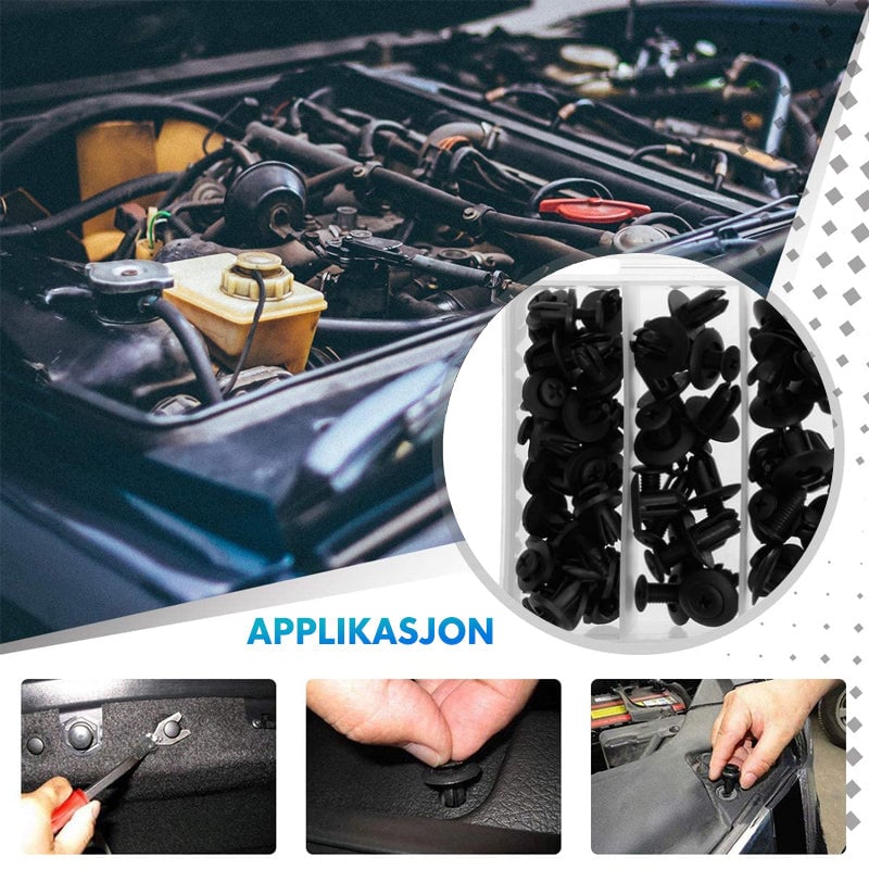 Bilkropp plastnagler festing (150 stk)