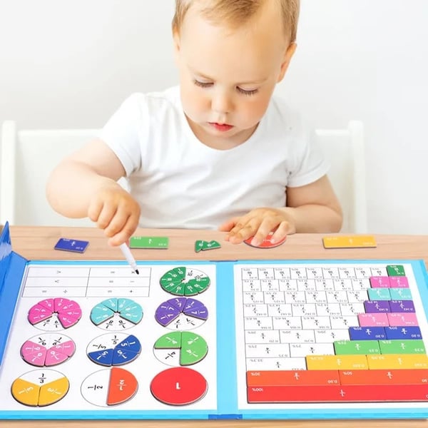 Montessori Magnetic Book Fraction Puzzle Designed for Kids