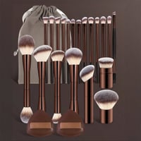 20-piece coffee-coloured makeup brush set