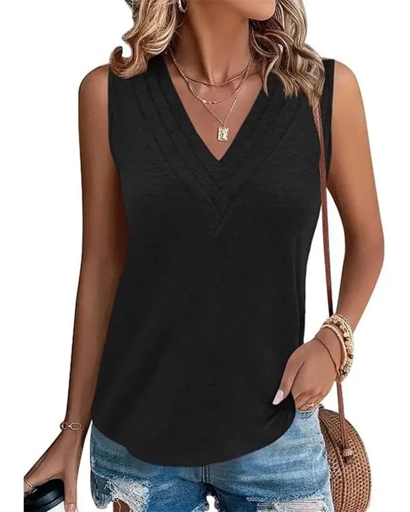 Double V-Neck Sleeveless Casual Tank Top