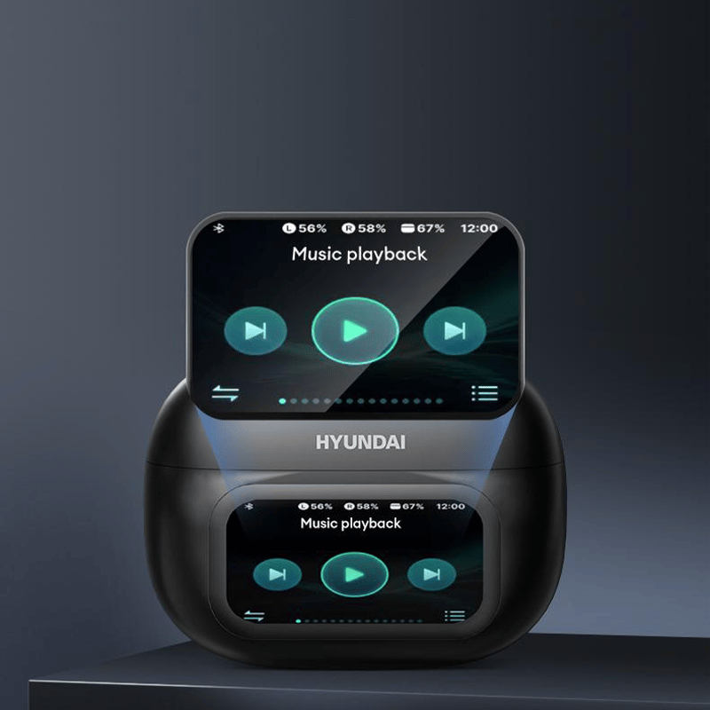 Clip-On Ear LCD Full Color Touch Screen Audio Wireless Headphones