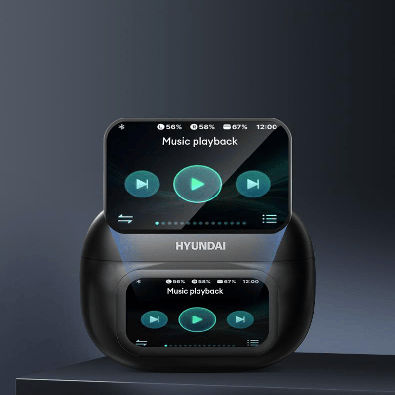 Clip-On Ear LCD Full Color Touch Screen Audio Wireless Headphones
