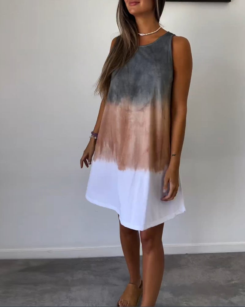 Robe décontractée sans manches bloc de couleur