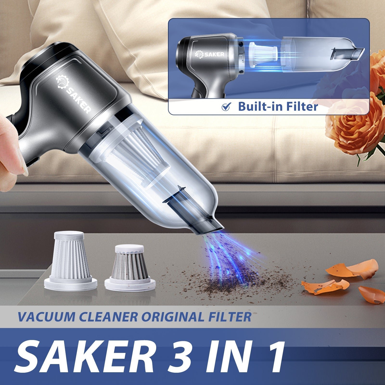 Upgraded Mini 3 in 1 Vacuum Cleaner