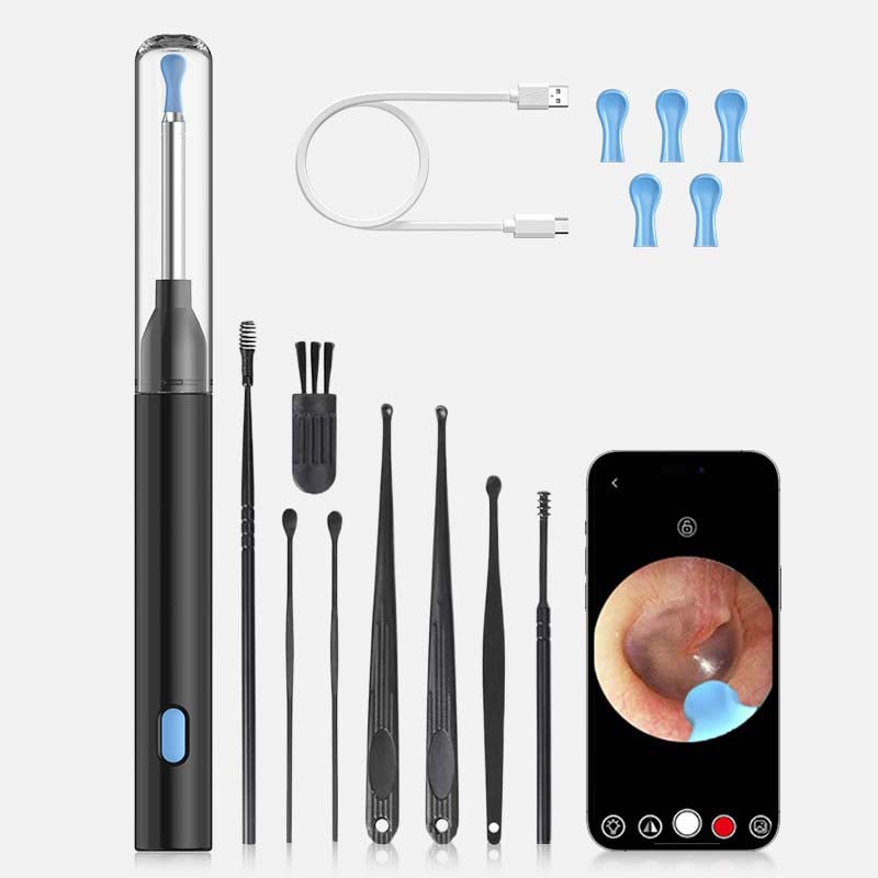 Kit d'épilation des oreilles avec caméra HD, Endoscope auriculaire avec lumières LED