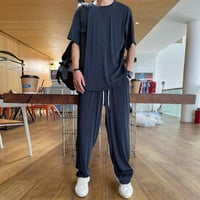 Set da 2 pezzi casual da uomo in seta di ghiaccio