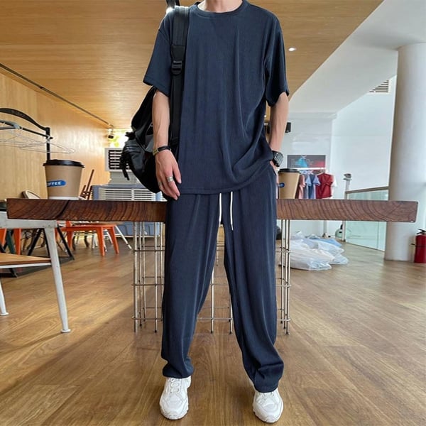 Set da 2 pezzi casual da uomo in seta di ghiaccio