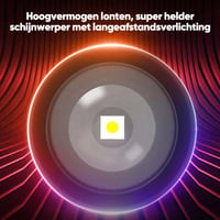 Waterdichte, oplaadbare 2-in-1 zaklamp met digitaal display en sterk licht