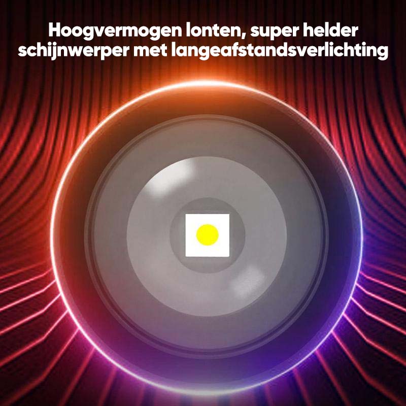 Waterdichte, oplaadbare 2-in-1 zaklamp met digitaal display en sterk licht