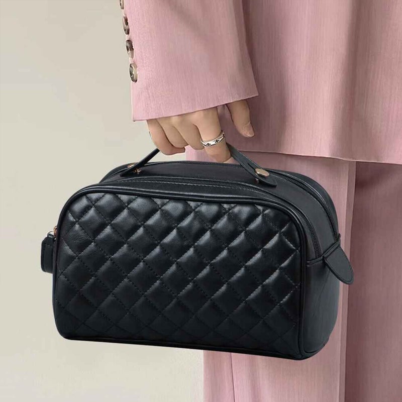 Gesteppte karierte Kosmetiktasche