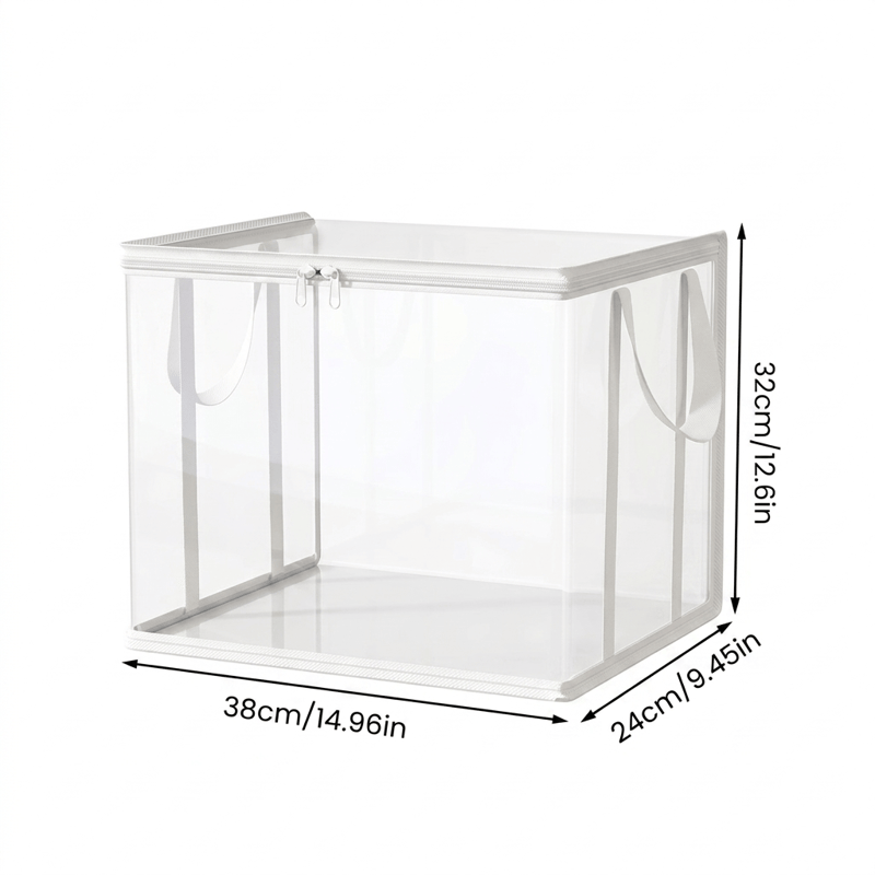 Large Clear Thick Plastic Storage Box with Hinged Lid