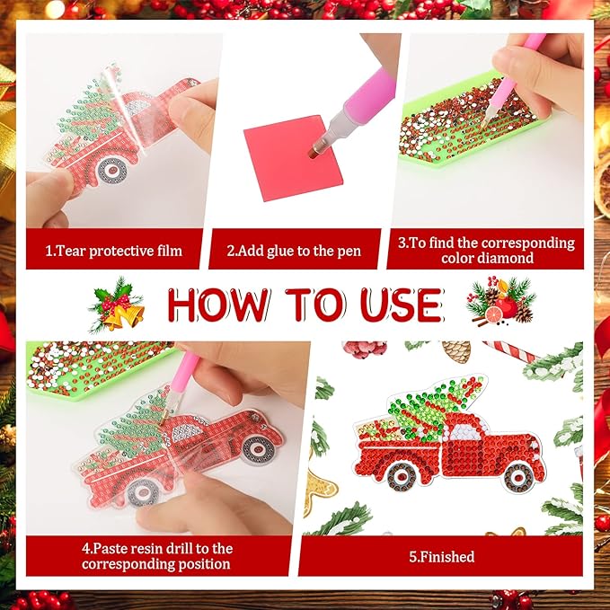 Sakerplus® 12 Pcs Diamond Art Christmas Ornaments