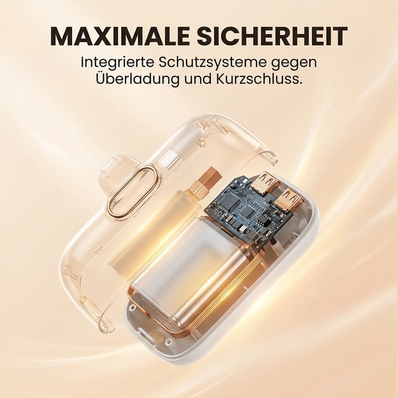 Mini-Powerbank mit integriertem Kabel