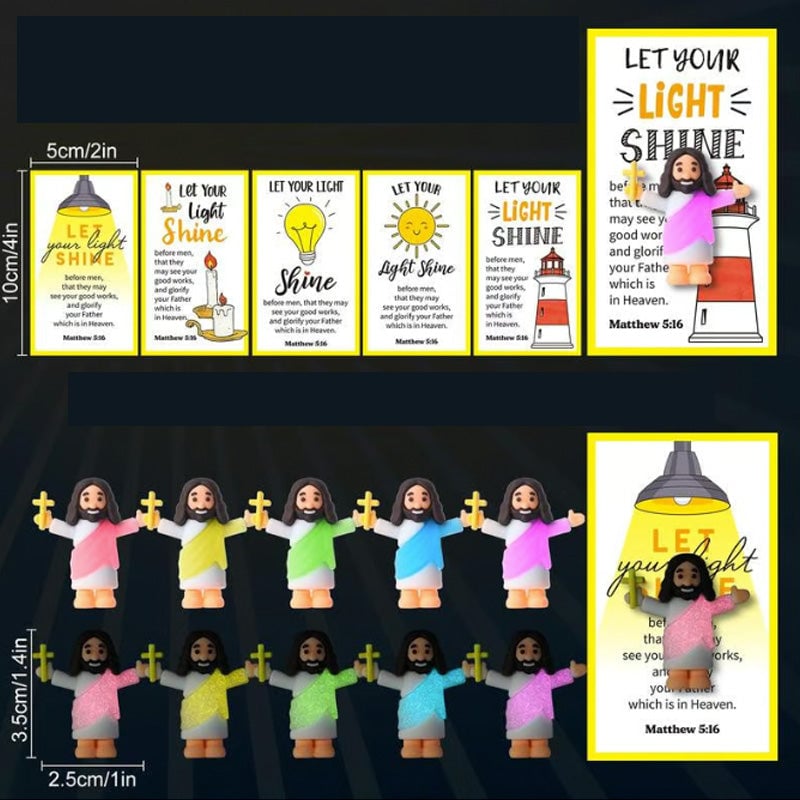 Glow in the Dark Mini Jesus Figurines with Bible verse Cards (5 pcs)