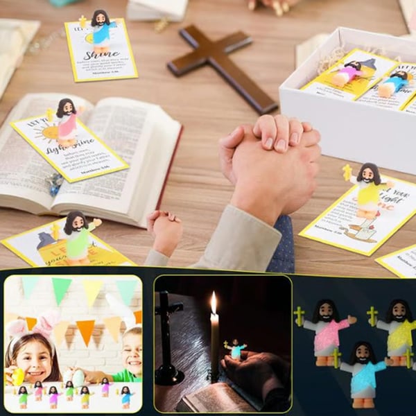 Glow in the Dark Mini Jesus Figurines with Bible verse Cards (5 pcs)