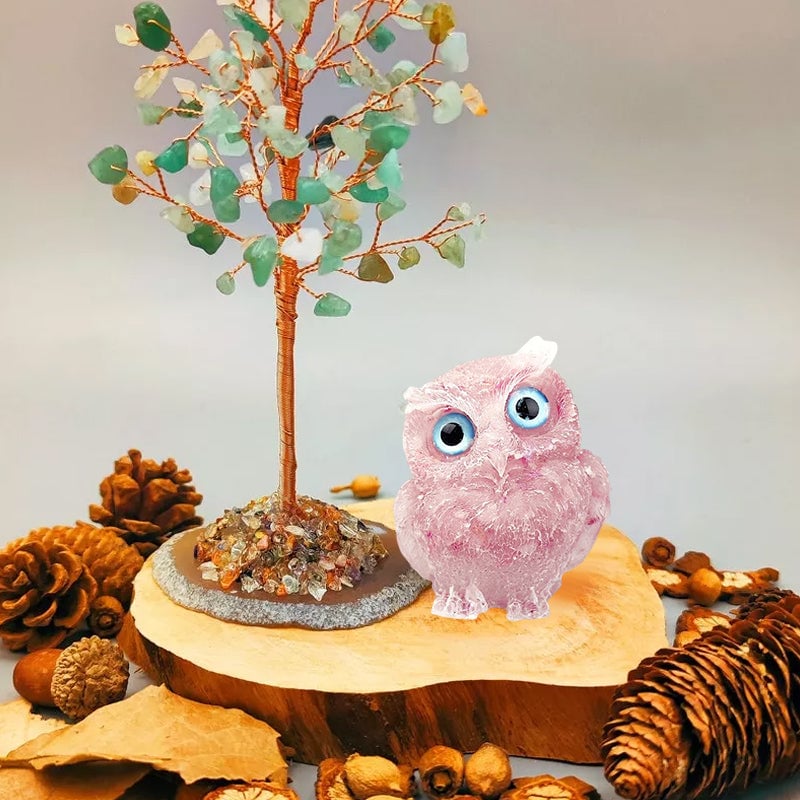 🦉Natural Crystal Gemstone Owl Ornament Home Decor