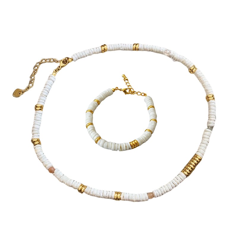 Frisbee Natural Beaded Necklace