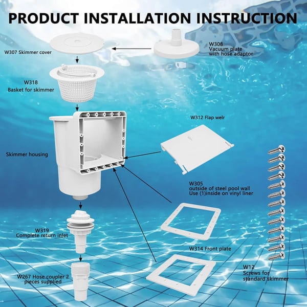 Sakerplus Universal Fit Pool Skimmer Kit
