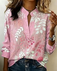 Floral Stand-Collar Blouse